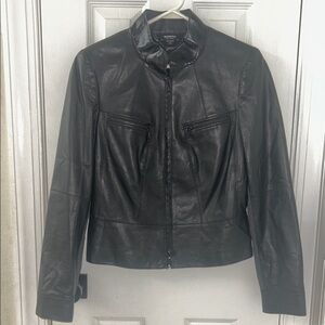 Worth Black Leather & Knit Jacket for Women